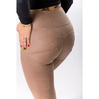 Dámské legíny GoldBee Legíny Push-Up Pro Koženkové Nude Barva: Nude, Velikost: XL