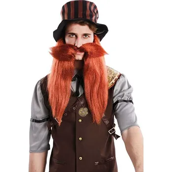 Karnevalový doplněk Vousy - s knírem - dlouhé - rezavé