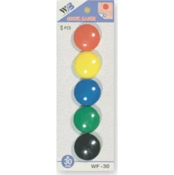 Dekorativní magnet Sada magnetů - 30 mm, mix barev, 5 ks