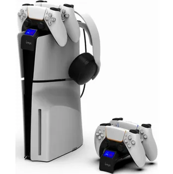 Sluchátka IPEGA P5S016 Duální nabíjecí stanice s držákem na sluchátka a ovladače pro PS5 Slim, White