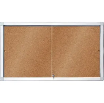 Horizontální interierová korková vitrína s posuvnými dveřmi 97x70 mm (8xA4)
