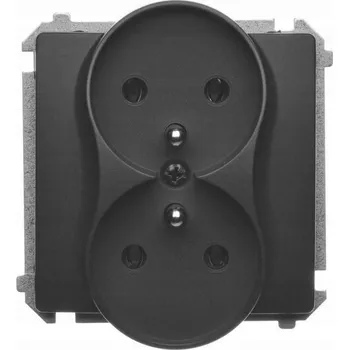 Elektrická zásuvka Dvojitá zásuvka s uzemněním, černá matná BMGZ2M.01/49 SIMON BASIC