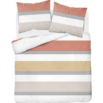 Povlečení Povlečení Bavlna 180x200 Proužky Béžovo-Oranžové