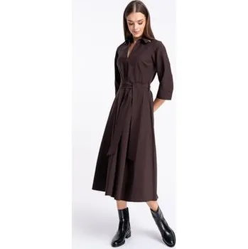 Dámské šaty CLICK Každodenní šaty 60-6157 Hnědá Regular Fit 36