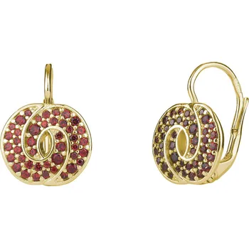 Náušnice Stříbrné náušnice s českým granátem, zlacené - uzel Zapínání: balónek