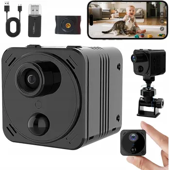 IP kamera Mini špionážní kamera SMART detekce skrytá kamerka Malá WIFI 4K + Držák