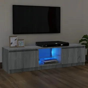 Televizní stolek TV stolek s LED osvětlením, šedý dub sonoma, 120x30x35,5 cm