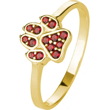 Prsten Stříbrný prsten s českým granátem, zlacený - tlapka Velikost: 60