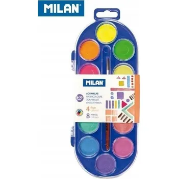Vodová barva AKVARELOVÉ BARVY VODNÍ 12 BAREV + ŠTĚTEC MILAN
