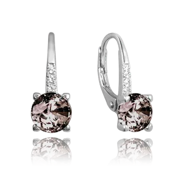 Náušnice Moonlit Stříbrné náušnice se zirkonem v hnědém odstínu