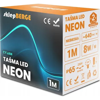 LED páska LED pásek 230V 2835 1m IP68 NEON LEDOVĚ SVĚTLE MODRÁ