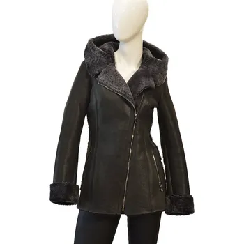 Hřejivý dámský kožich s dvojitou kapsou a kapucí na zip Bukowski