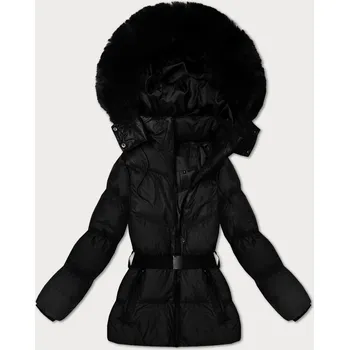 Dámská bunda Černá zimní bunda s kapucí a s opaskem J Style (5M3322-392) odstíny černé M (38)