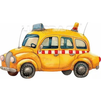 Textilní nažehlovací páska Nažehlovačka Taxi - 6 x 3 cm