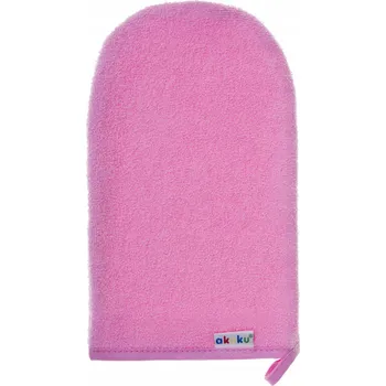 Mycí žínka Akuku Froté rukavice pro mytí kojenců bavlna 18 x 9,5 cm růžová