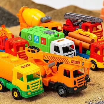 autíčko Mega sada Prestiž POLES – stavební, popelářské auto, jeřáb, hasiči, míchačka na beton