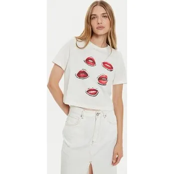 Dámské tričko Vero moda Dámské tričko VERO MODA-10326789 Snow White RED LIPS Bílé