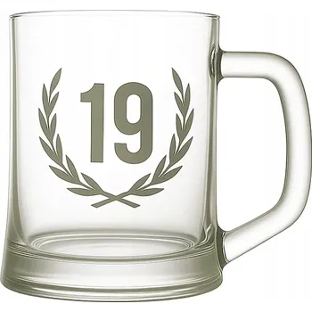 Sklenice Pivní sklenice na pivo, korbel, půllitr výroční 19 let pískovaný