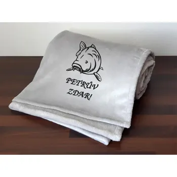 deka Deka pro rybáře 150x200 Kapr + Petrův zdar šedá