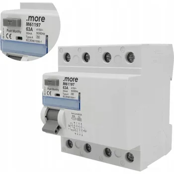 Proudový chránič Proudový chránič TYP A 6kA 4P 63A 30mA IP20 415V Ecolight