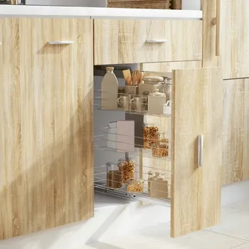 3-patrový výsuvný drátěný koš, stříbrný, 27x51