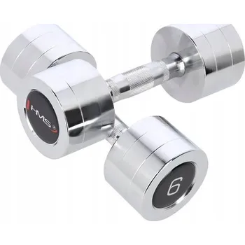 Chromované činky s pevnou hmotností HMS 2x 6 kg