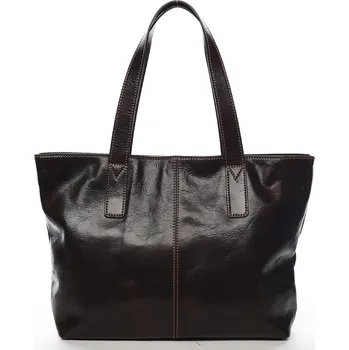 Kabelka Dámská kožená kabelka do ruky tmavě hnědá - Delami Vera Pelle Gigiana hnědá