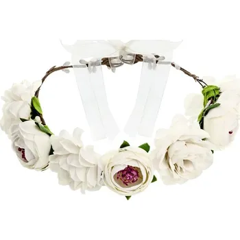 Svatební dekorace Květinová koruna, bílá, 17cm (zn. PartyDeco)