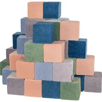 ostatní stavebnice Velké Měkké Velurové Stavebnice z pěny PRO DĚTI Barevné 48 kusů