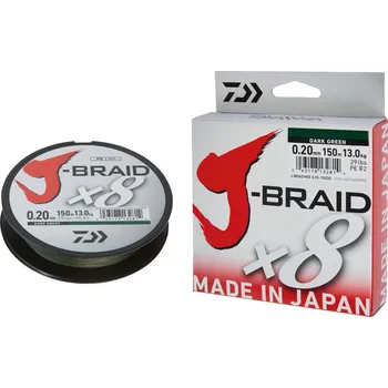 Daiwa J-Braid X8 japonská Šňůra 8 pramenů 0,10 mm 150 m zelená