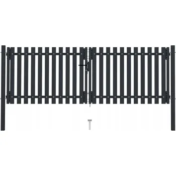 Dvoukřídlá zahradní brána, ocel, 306 x 150 cm