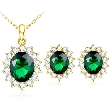 Souprava šperků IZMAEL Set Kvapka Zlatá/Zelená KP23431