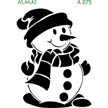 Plastová šablona pro malování - Vánoce - Sněhulák (A075) - A5 , Nelepící folie