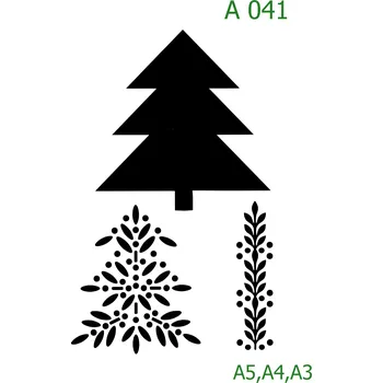 Plastová šablona pro malování - Vánoce - Stromy (A041) - A4 , Nelepící folie