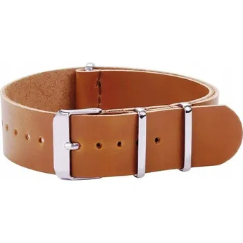 Řemínek na hodinky DLOUHÝ SVĚTLE HNĚDÝ KOŽENÝ ŘEMÍNEK 22MM + STĚŽEJKY