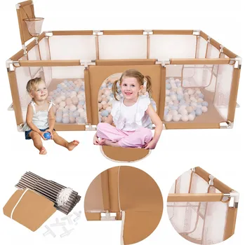 Dětská ohrádka Béžová ohrádka pro děti Hřiště Koš Branky 100 míčků