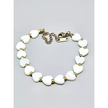 Náramek Ocelový náramek se srdíčky ve zlatém provedení