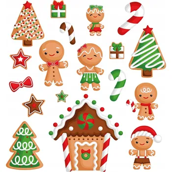 Vánoce Knižní a komiksová placka (odznak), vánoční dekorace PERNÍKY na okna, nástěnku, VÁNOCE, SVÁTKY