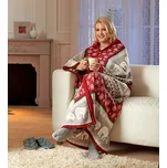 Domácí kabát šedá červená 150 x 170 cm