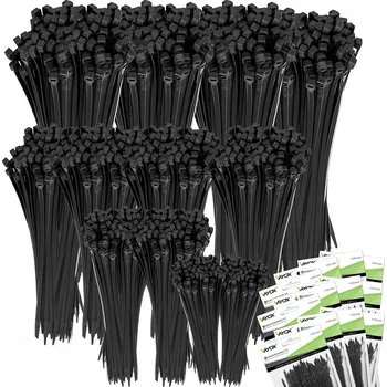 Stahovací páska KABELOVÉ STAHOVACÍ PÁSKY, SILNÉ ČERNÉ, SADA 1200 ks VAYOX