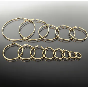 Náušnice Klasické kruhové náušnice z pozlacené oceli č. 1840 - 5,5 cm