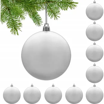 Vánoční dekorace VÁNOČNÍ VÁNOČNÍ BAŇKY NA STROMČEK SADA 10 KS STŘÍBRNÝCH KOULEK