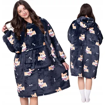 Dámská mikina DEKA oversize mikina Župan Silná MIKINOVÁ DEKA 2v1 XXL CORGI Plyšák Mikino Deka