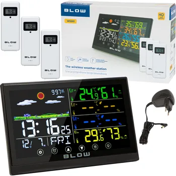 Meteostanice BEZDRÁTOVÁ METEOROLOGICKÁ STANICE NAPÁJENÁ ZE SÍTĚ I BATERIÍ METEO 3X ČIDLO BLOW WS201