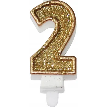 Dortová svíčka Svíčka číslice premium č. 2 zlatá 7,3 cm
