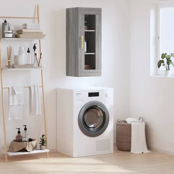 Obraz VidaXL Závěsná skříňka, šedá dub sonoma, 34,5x34x90 cm