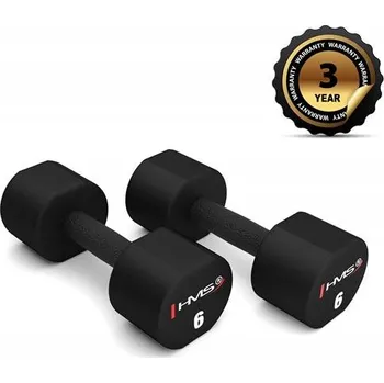 Potažené/pogumované činky s pevnou hmotností HMS 2x 6 kg