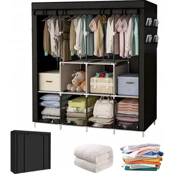 Šatní skříň LÁTKOVÁ SKŘÍŇ TEXTILNÍ ŠATNÍ SKLÁDACÍ REGÁL VĚŠÁK