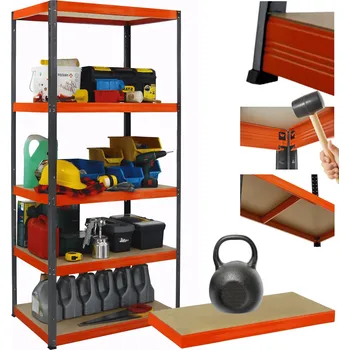 Dílenský regál Kovový regál skladový stojan HELIOS 213x100x35cm 5 polic x 175kg ZÁTĚŽ