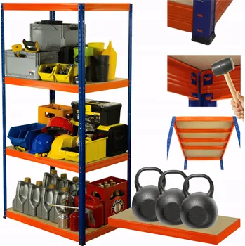 Dílenský regál Kovový regál do skladu, garáže, stojan HELIOS 180x110x50 cm, 4 police, nosnost 350 kg/police